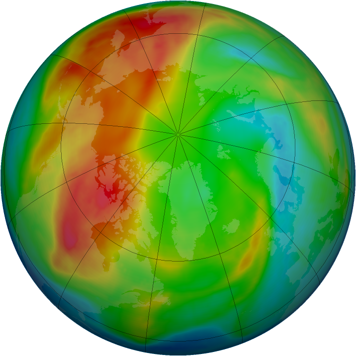Arctic ozone map for 29 January 2008